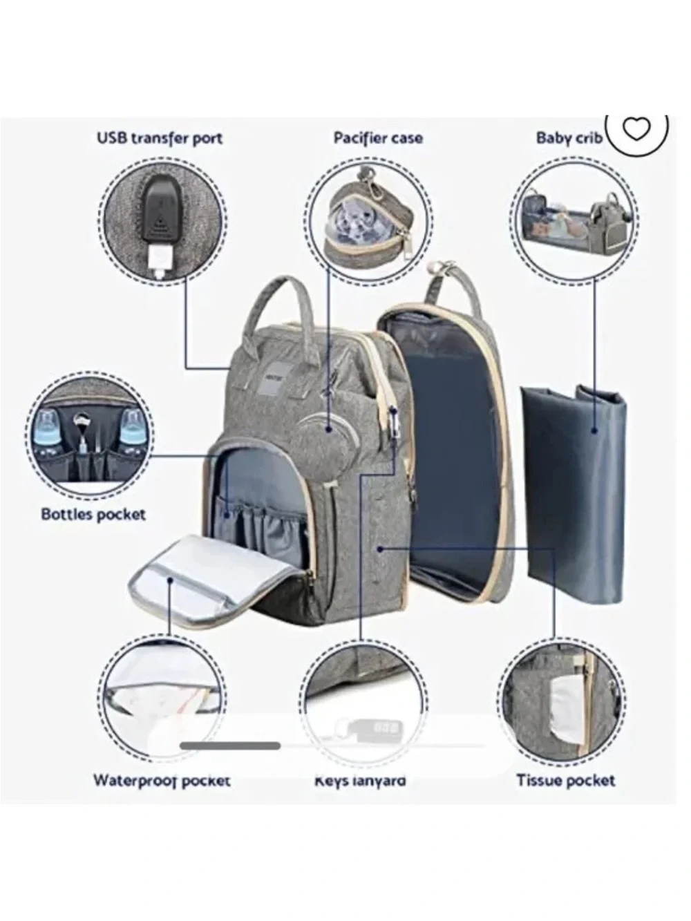 Green Baby Diaper Backpack